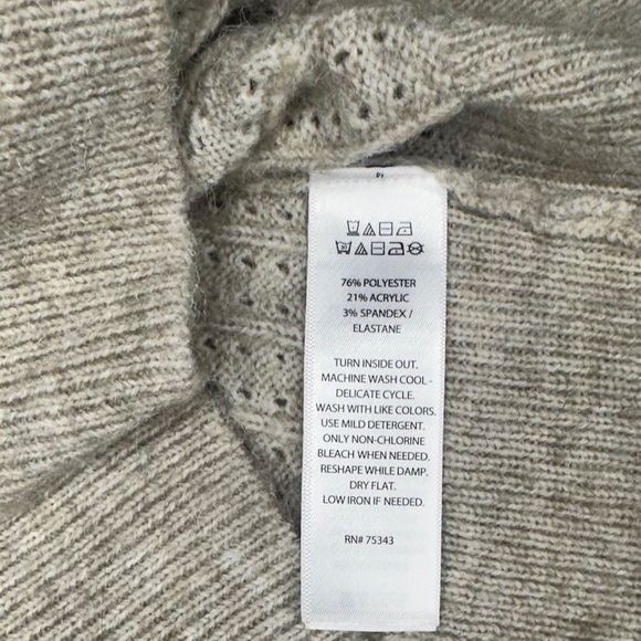 Joie Delicate Heathered Tan Cardigan, Pearly Buttons, Scalloped V-Neck - Picture 7 of 7